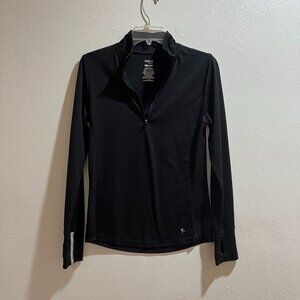 DANSKIN Women's Black Lightweight 1/2-Zip Long-Sleeve Top - Size S